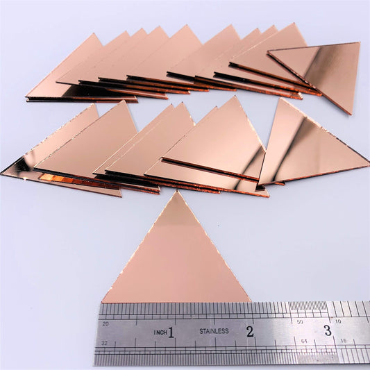 2 inch (50.8 mm) Triangle Mirror Mosaic Tile Craft Mirrors 50pcs (Rose Gold)