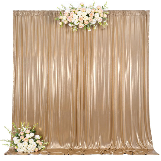 10x10ft Dark Champagne Backdrop Curtains Wedding Party Glitter Sequin Curtain Backdrop Fabric Shimmer Drapes Backdrop Bridal Baby Shower Birthday Christmas Photoshoot Background 5x10FT，2 Panels