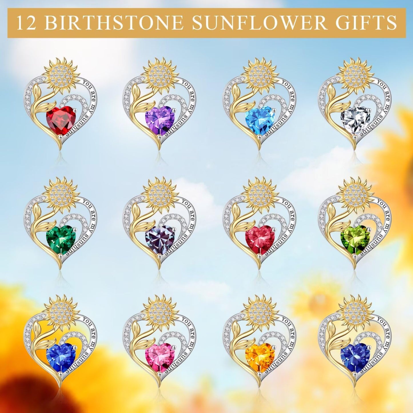 Iefil Sunflower Gifts for Women, Sunflower Necklace, Anniversary Birthday Gifts for Wife, August Simulated Peridot Jewelry, Birthstone Necklace for Women Wife Mom