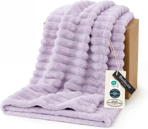 Bedsure GentleSoft Throw Blanket - Cozy Lavender Fog Design, Perfect for Couch, 50x70 Inches