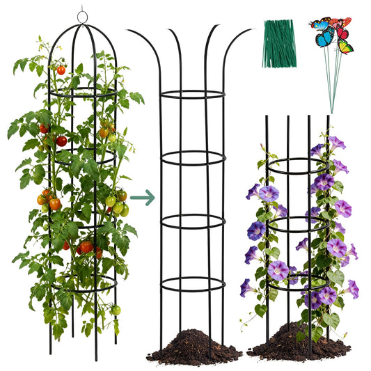 100% Metal Obelisk Garden Trellis 6.6 Feet Tall Sturdy Plant Support for Climbing Vines and Flowers Stands,1pc Upgrade Round Trellis for Pots Metal Plant Flower Trellises for Clematis Jasmine Outdoor
