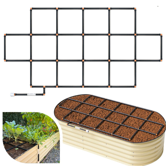 Garden Grid Watering System - 3x6 Cornerless | Raised Garden Bed Drip Irrigation System - But Better | Pre-Assembled, Waters Every Plant Evenly | for Beds w/Corner Posts or Curved Ends | 33.5"x66"