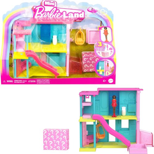 Barbie Mini Dreamhouse Dollhouse Set - Surprise 1.5-Inch Doll, Furniture, Elevator & Pool