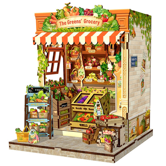CUTEBEE Book Nook Kit, DIY Miniature House Kits for Adult and Teens, Dollhouse Booknook Tiny House, Bookshelf 3D Wooden Puzzle, DIY Craft Gifts for Family and Friends (The Greens’ Grocery)