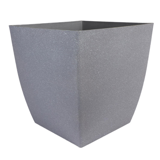 The HC Companies Santa Fe Square Self-Watering Pot - Lightweight Plastic Planter for Herbs & More - Durable Plant Pots for Indoor Plants & Outdoor Plants (12" Pebble Gray, Pack 1)