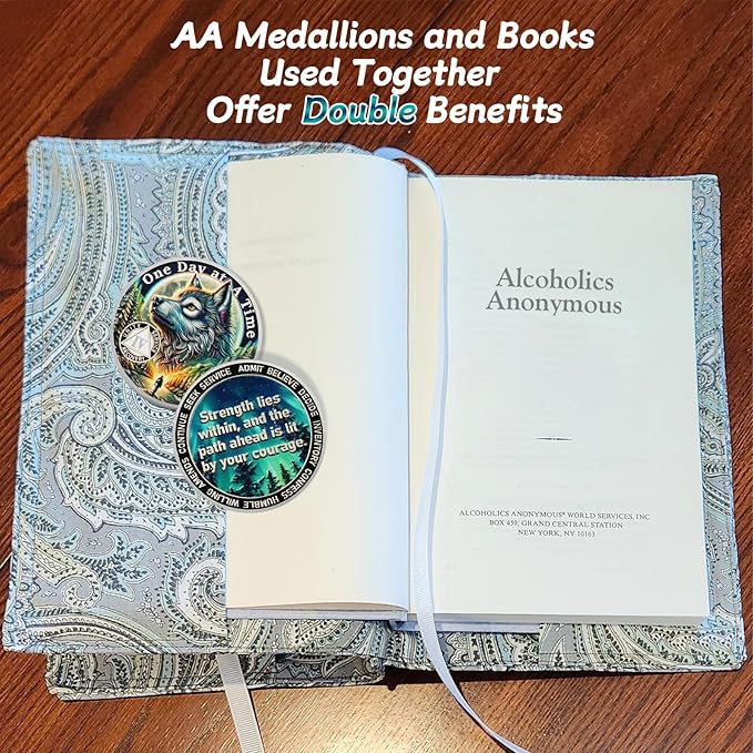 One Day at a Time 4 Year Sobriety Coin - Recovery Aurora Forest Wolf AA Coins - Addiction NA AA Chips and Medallions - Celebrate 1-20 Living Clean Narcotics Alcoholics Anonymous Gifts for Men Women