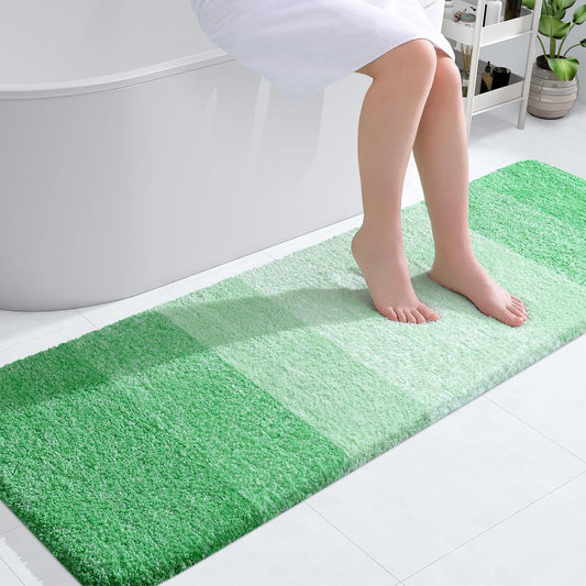 OLANLY Bathroom Runner Rug - Extra Soft Microfiber Mat with Rubber Backing | Quick Dry, Washable, 59x20 Inches, Green