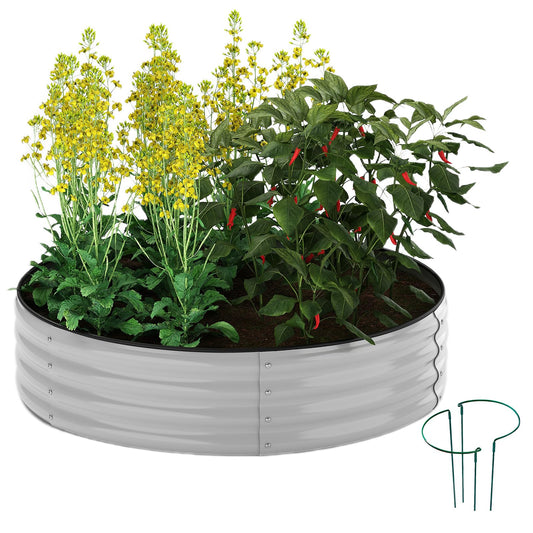 ZFHgarden Galvanized Planter Outdoor Galvanized Metal Planter Round Raised Garden Bed Kit for Gardening Outdoor 1PC Gray 2X2X1FT