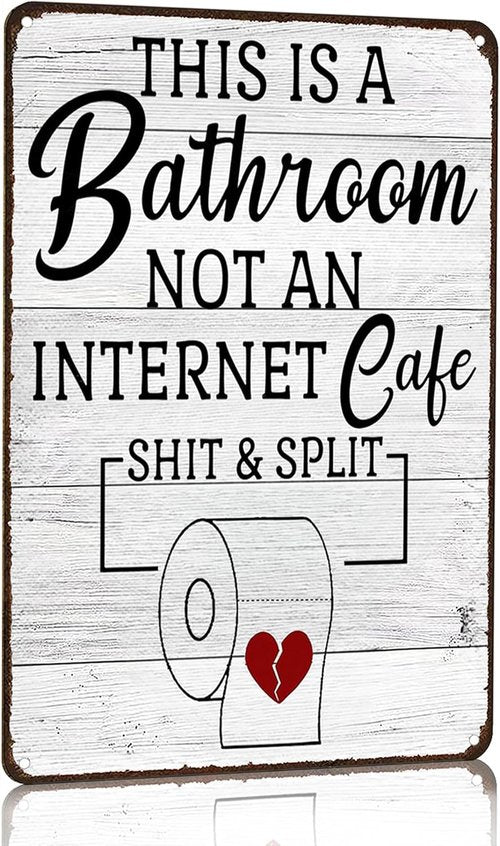 Crazysign Bathroom Decor Sign - Funny Sarcastic Quote Wall Art | Vintage Tin, 8x12 Inches