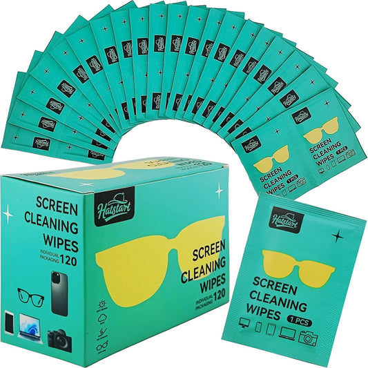 120 Count Screen Cleaner Lens Wipes for Electronics, Eyeglass Cleaning Wipe for Screens Individually Wrapped