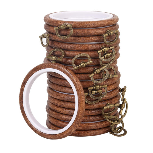 15 Pcs 3 Inch Embroidery Hoop Set, Imitation Wood Rubber Cross Stitch Hoops, Round Sewing Frames for DIY Crafts, Art Projects, and Gift Making
