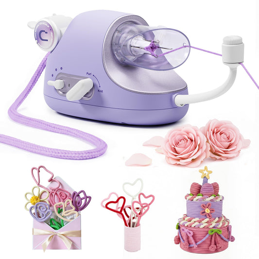 Caydo Automatic i Cord Knitting Machine Pro, Electric iCord Knitter for Fast DIY Handmade Crafts, Hands-Free Yarn Knitter to Make Flower Handicrafts & Romantic Gift, Ideal Present for Crocheters