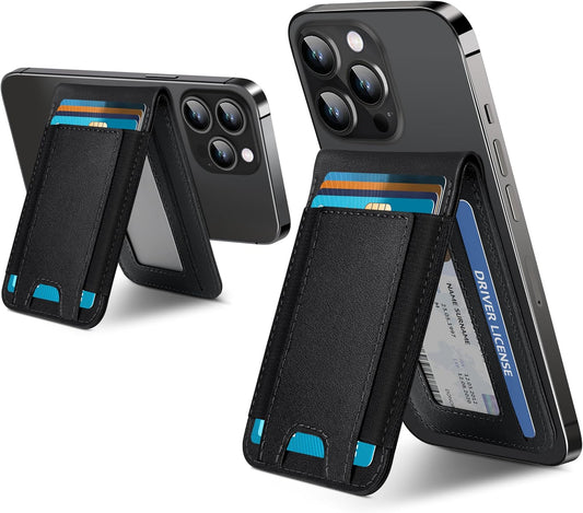 17/16/15/14 Max/14 Pro/14/14 Plus/13/12 9 ExtreLife for Magsafe Wallet, Adjustable Stand, Open ID Window, Magnetic