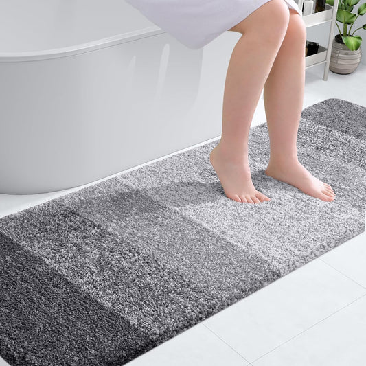 OLANLY Bathroom Rug Mat - Extra Soft, Absorbent Microfiber Runner | Non-Slip Plush Shaggy, 70x24, Grey