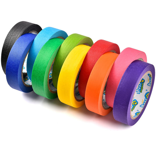 BEAR FOOTPRINT 10 Rolls Colored Masking Tape Set, Writeable Painters Tape Refills, 1 Inch Wide, 300 Yards Total, Easy to Remove & Leaves No Residue, Ideal for Arts and Crafts & School Supplies