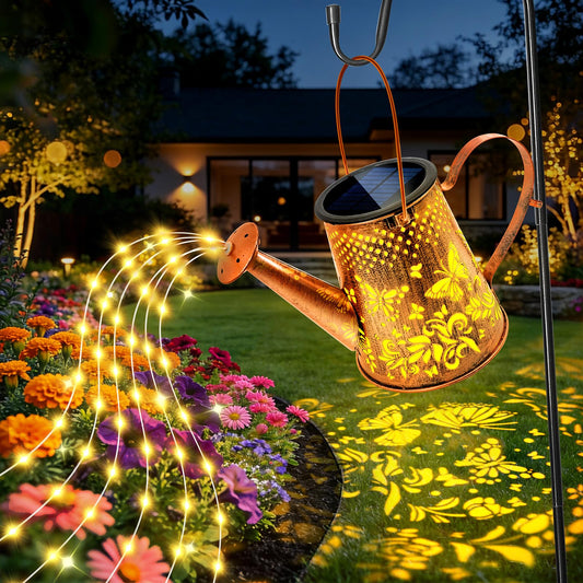 Altantagy Solar Watering Can Lights:Outdoor Waterproof Metal Led String Lantern - Butterfly Fariy Hanging Decorations for Garden Pathway Patio - Mothers Day Gifts for Mom Grandma Women Over 40
