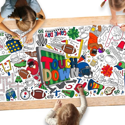 Gatherfun Football Party Giant Coloring Poster - 31.5X 72 Inches - Versatile Classroom Wall Décor & Football Birthday Decorations-Poster or Table Cover for School Parties and Special Events