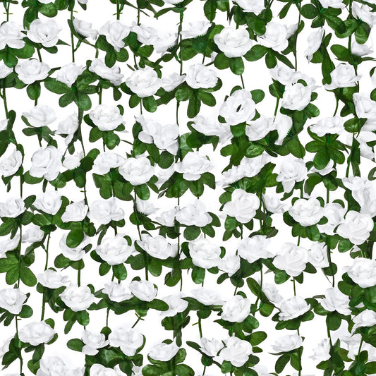 BLEUM CADE 2Pcs 16.4Ft Flower Garland Artificial Rose Vines for Bedroom, Cute Fake Hanging Flower Vines Floral Garland Decorations for Wedding Party Wall Room Decor Aesthetic