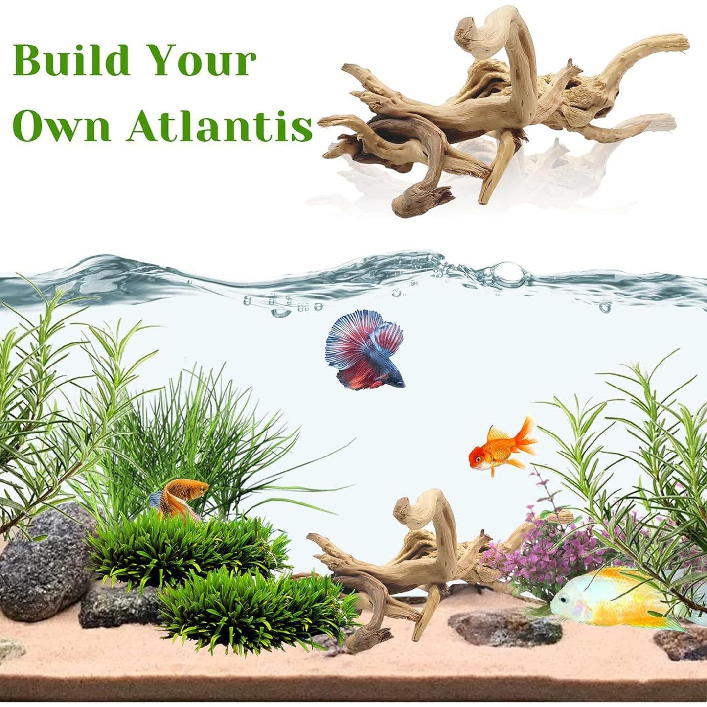Tfwadmx Natural Driftwood for Aquarium, 11-13 inch Reptile Branches Terrarium Wood Aquarium Trunk Driftwood Tree Fish Tank Log Decoration Pack of 2