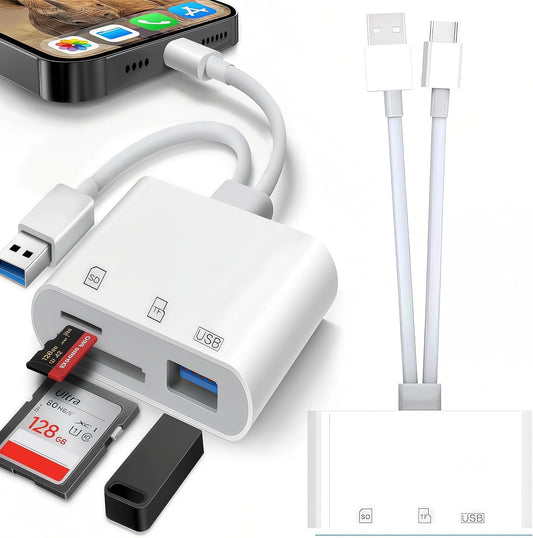 basecolors 2Pack 2.0 USB C SD Card Reader for iPhone/iPad,SD Card Reader,Dual Card Slot USB Memory Card Reader Supports