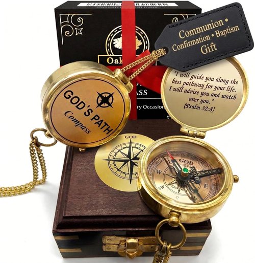 God's Path Compass - Inspirational Communion & Confirmation Gift for Boys | Baptism & Graduation Present