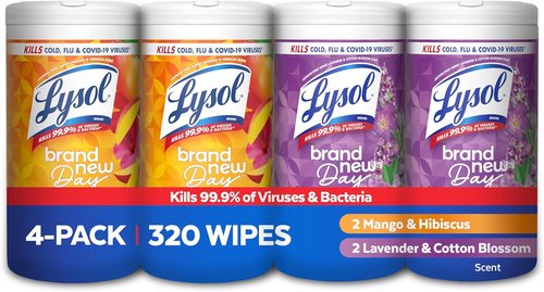 Lysol Disinfecting Wipes - All-Purpose Cleaning & Sanitizing Wipes | Lavender & Mango Scents, 80 Count (4 Pack)