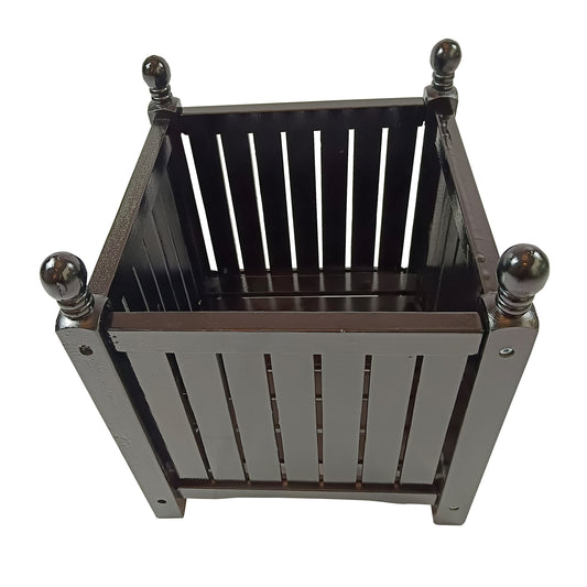 Sang Seiyoga Square Wood Planter Box, Solid Wood Outdoor Plant Container with Drainage, Large Square Flower & Herb Pot Outside Plant and Vegetable Container for Garden, Patio, Porch (Black)
