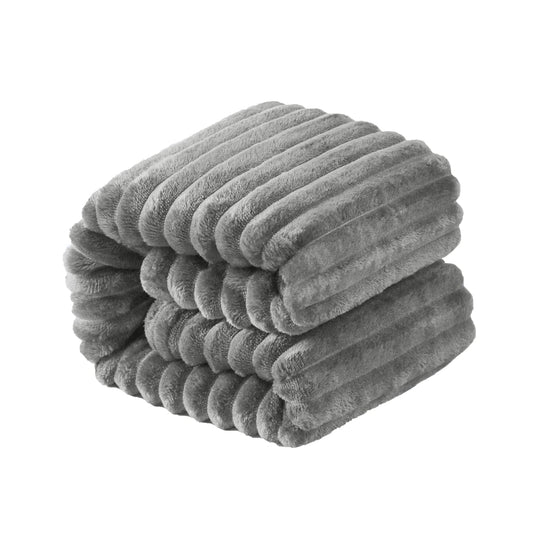 NTBAY Flannel Toddler Blanket - Fluffy, Warm & Reversible Stripes | 30x40 Inches, Grey