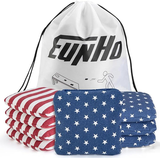 EunHo Cornhole Bags Set of 8 Regulation Size & Weight Corn Hole Bean Bags Official Professional All Weather for Tossing Game with Carry Case