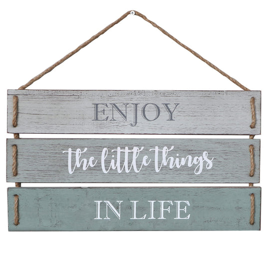 Barnyard Designs Enjoy The Little Things In Life Quote Wall Decor, Decorative Wood Plank Hanging Sign 17” x 10.25”