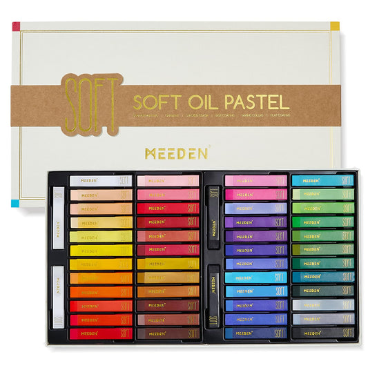 MEEDEN Artist Soft Oil Pastels: 48 Colors with Extra 2 White & 2 Black Square Oil Pastels Set for Artists, Adult - Professional Art Oil Pastel Crayons for Blending, Stippling, Gradient, Overlaying