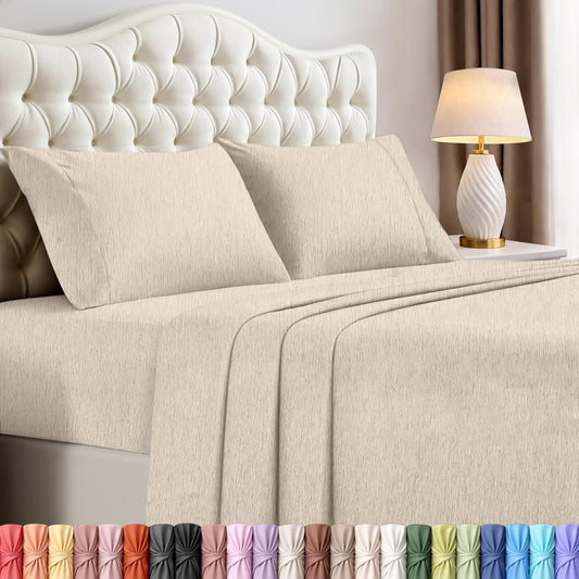 Utopia Bedding King Size Sheet Set - Soft & Breathable 4-Piece Microfiber Bed Sheets | Oeko-Tex Certified (Heather Beige)