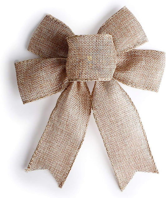 Skiennix Rustic Jute Bows - Burlap Wreaths for Christmas Tree Topper | 6 Inch Wedding & Holiday Decor