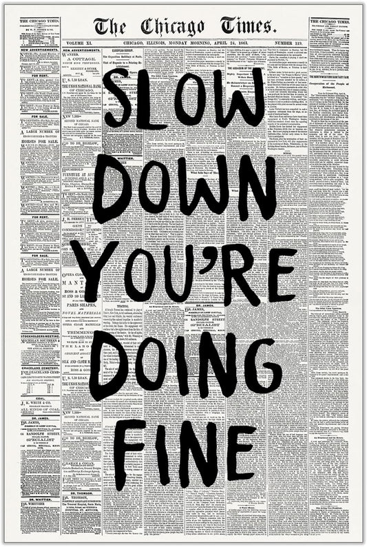 Rubeoxn Retro Poster - Uplifting Black and White Canvas Wall Art | 12x16in Unframed Decor