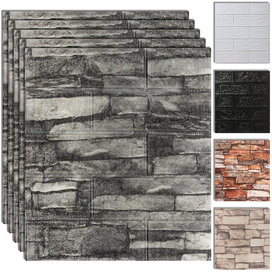 10PCS 3D Wall Panels Peel and Stick Foam, Self-Adhesive Decorative 3D Brick Wallpaper Wall Covering, Faux Stone Wall Panel Foam Brick for Living Room, Kitchen, Bathroom