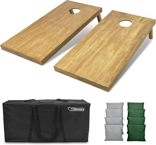 GoSports 4 ft x 2 ft Regulation Size Wooden Cornhole Boards Set - Includes Carrying Case - Full Regulation Size Bean Bag Toss Boards