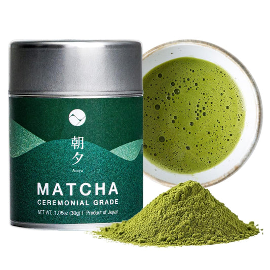 Asayu Japan Matcha Powder - Ceremonial Grade Green Tea, 30g Can from Shizuoka, Japan