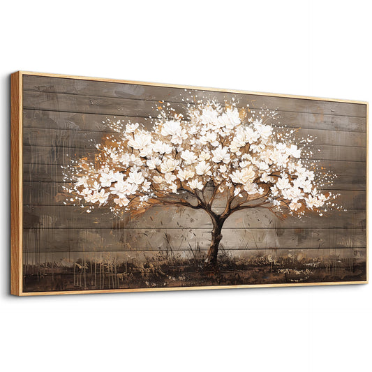 Wapluam Tree Of Life Wall Art,Neutral Abstract Canvas Painting Art Prints,Framed Wall Art,Wall Decor For Living Room,Nature Plant Modern Pictures For Bedroom Bathroom Dining Room Office Artwork 20x40
