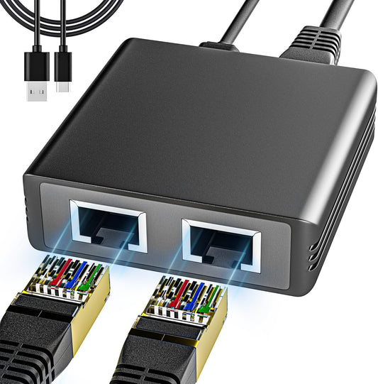 bliyee 2 1000Mbps RJ45 Cat5/6 Port Gigabit Ethernet Switch, Network Switch Adapter, Easy LAN Expansion for PC Router