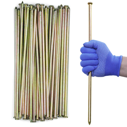 EISENSP 25 Pcs 16 Inch Landscape Stakes, Heavy Duty Galvanized Rebar Anchor for Paver Edging, Weed Barrier, Floor Covering, Artificial Turf, Camping Tent and More