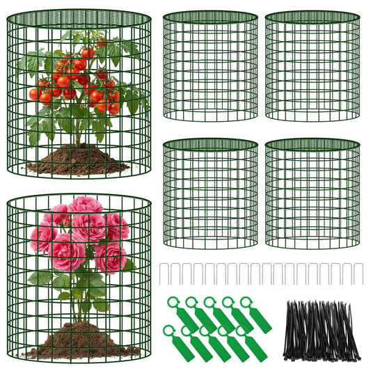 Convivium Plant Protectors from Animals 6 Packs, 13 x 12 in Metal Chicken Wire Cloche Plant Cages for Outdoor Plants, Garden Fencing Animal Barrier with Detachable Dome Lid, Stakes & Zip Ties