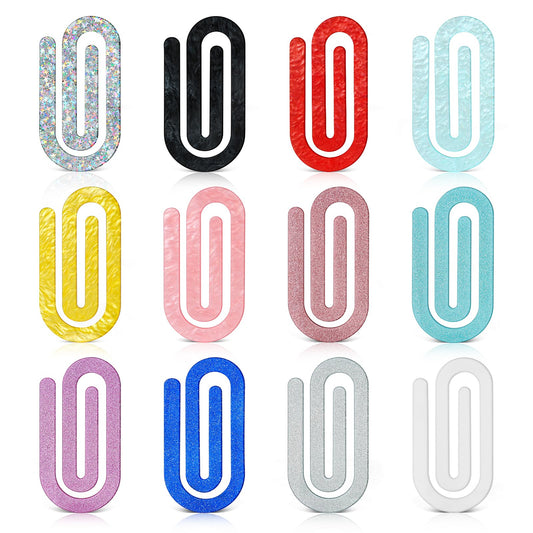 12 Pcs Jumbo Acrylic Paper Clips, 4"x2" Large Plastic Paper Clips, Bright Colors, Classroom & Office Supplies, Back to School Gifts for Teachers & Students, Desk Org & DIY Charms & Accents & Bookmarks