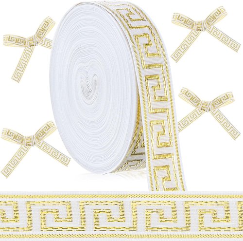 Greek Key Ribbon - 25 Yards of 3/4" Grosgrain for Gift Wrapping, Hair Bows & DIY Crafts