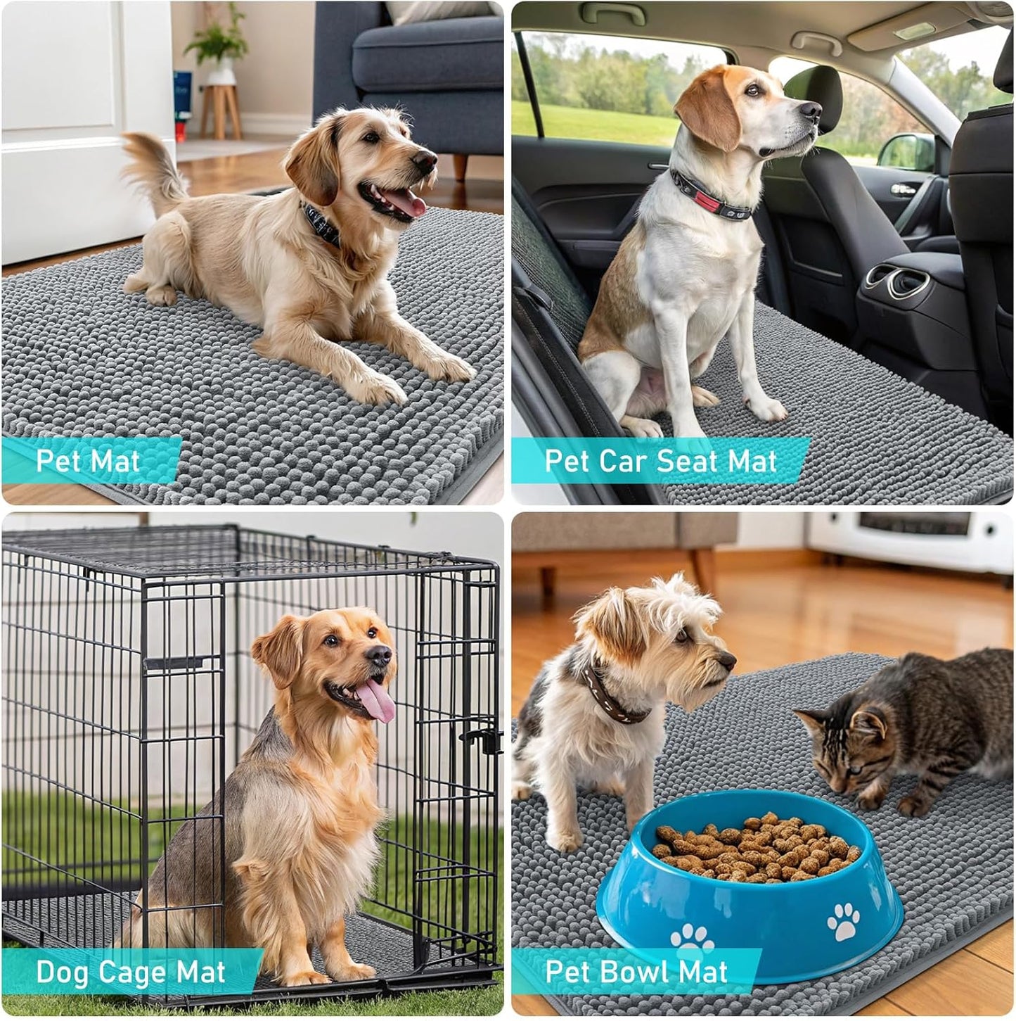 OLANLY Dog Door Mat - Absorbent Non-Slip Chenille Mat for Muddy Paws | 70x32 Grey Indoor Entryway Carpet