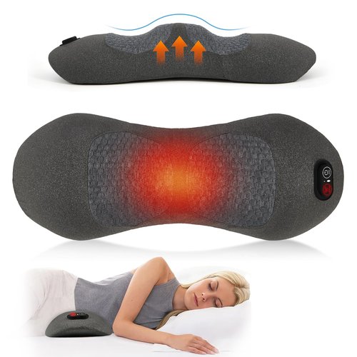 KITCADA 3 in 1 Rechargeable Back Massager with Heat, Height Adjustable for Bed and Chair, Electric Lumbar Support Pillow Back Massager, Relieves Deep Tissue Pain, Lumbar Wedge Cushion