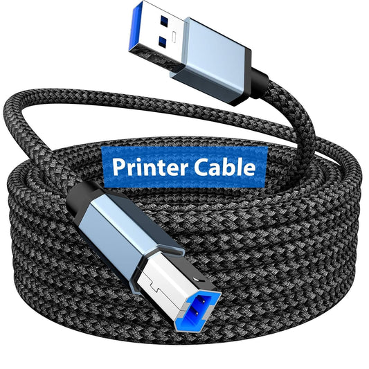 10FT Laptops,10 2.0 USB Printer cable for HP Canon to Computer feet Long MIDI Cable USB-A to Type-B Printer Cord