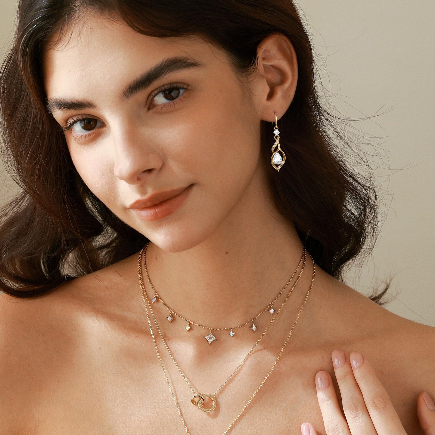 FANCIME 14K Gold Plated April Birthstone Dangle Earrings for Women Teardrop Cubic Zirconia Earrings S925 Sterling Silver infinity Love Birthday Gifts for Mom Women