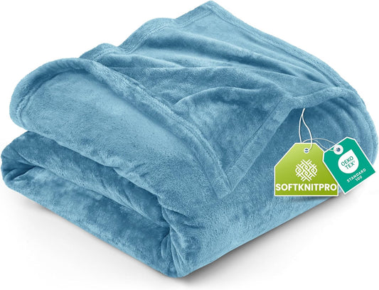 Utopia Bedding Fleece Blanket - King Size Luxury Soft Microfiber in Washed Blue (90x102 Inch)
