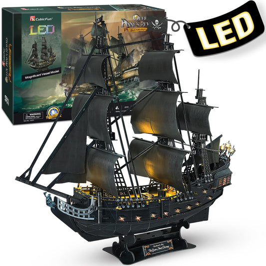 CubicFun 3D Puzzles for Adults Home Decor Pirate Ship Gifts for Men Women Model Kits Brain Teaser Gifts for mom,Queen Anne's Revenge 340 Pcs