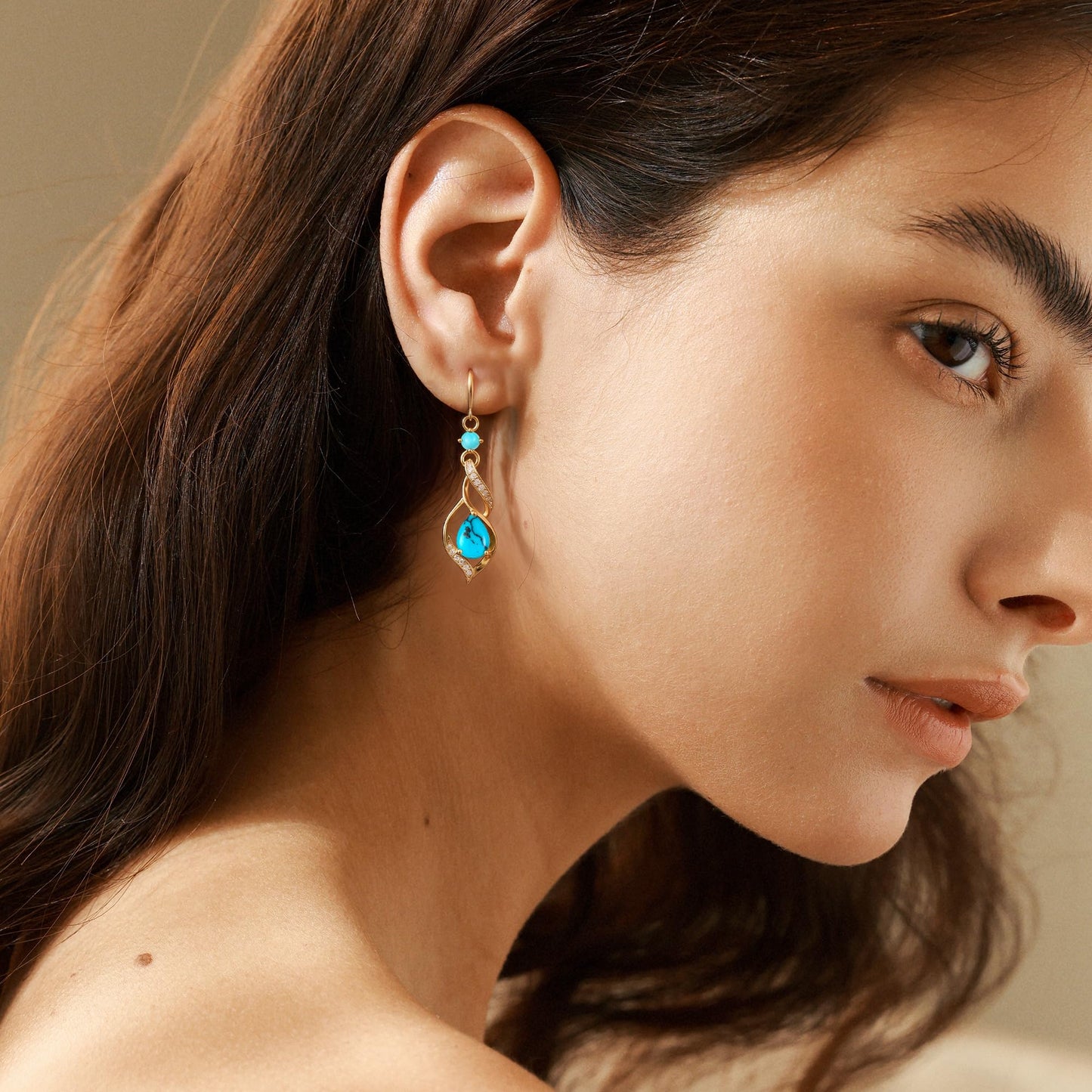 FANCIME 14K Gold Plated December Birthstone Dangle Earrings for Women Teardrop Turquoise Earrings S925 Sterling Silver infinity Love Birthday Gifts for Mom Women